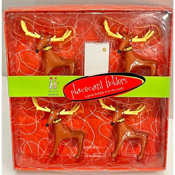 Sylvestri Reindeer Place Card Holders Holiday Figurines 4” Christmas Decor New - Picture 1 of 4